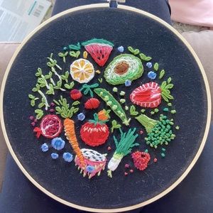 Fruit and Veggie Embroidery Hoop